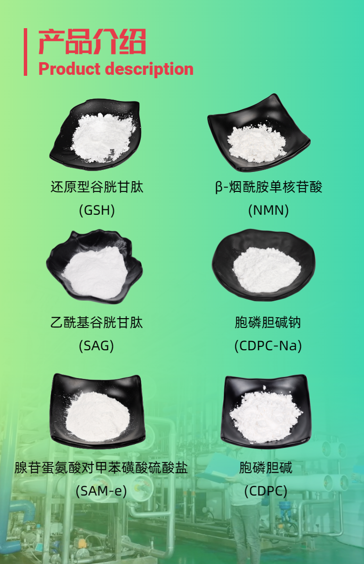 古特生物產品系列：還原型谷胱甘肽GSH、乙?；入赘孰腟AG、煙酰胺單核苷酸NMN、胞磷膽堿鈉CDPC-Na、腺苷蛋氨酸對甲苯磺酸硫酸鹽SAMe